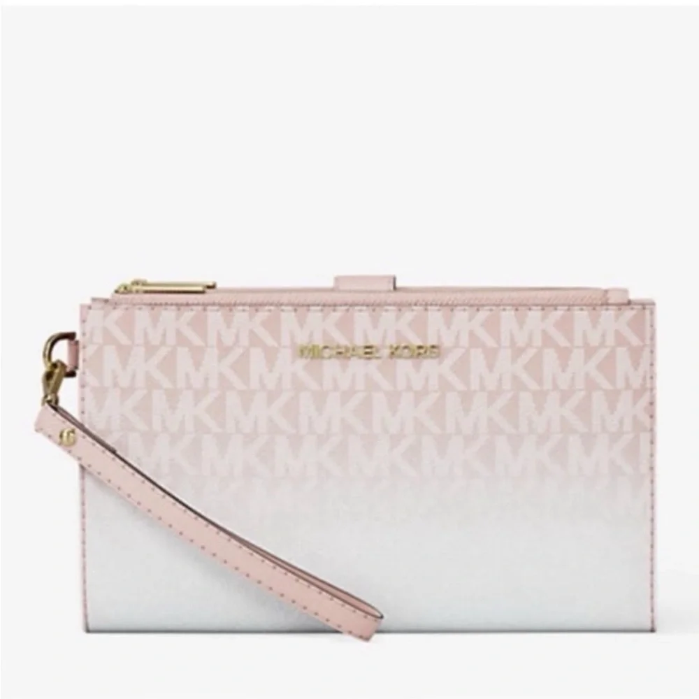 MICHAEL KORS Jet Set Large Ombré Signature Logo Wristlet Phone Holder Wallet